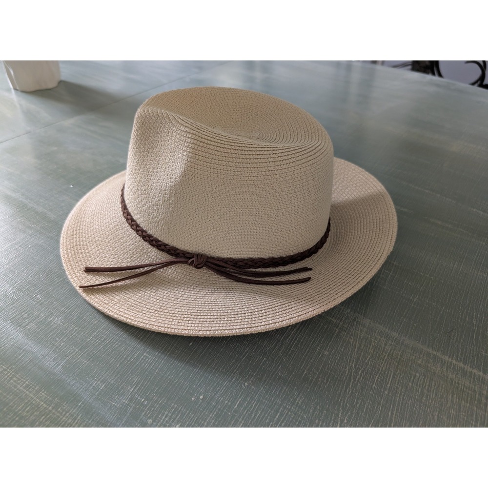 Furtalk Women's/Men's Fedora Wide Brimmed Sun Hat Leather Brown Band‎ Vacation M